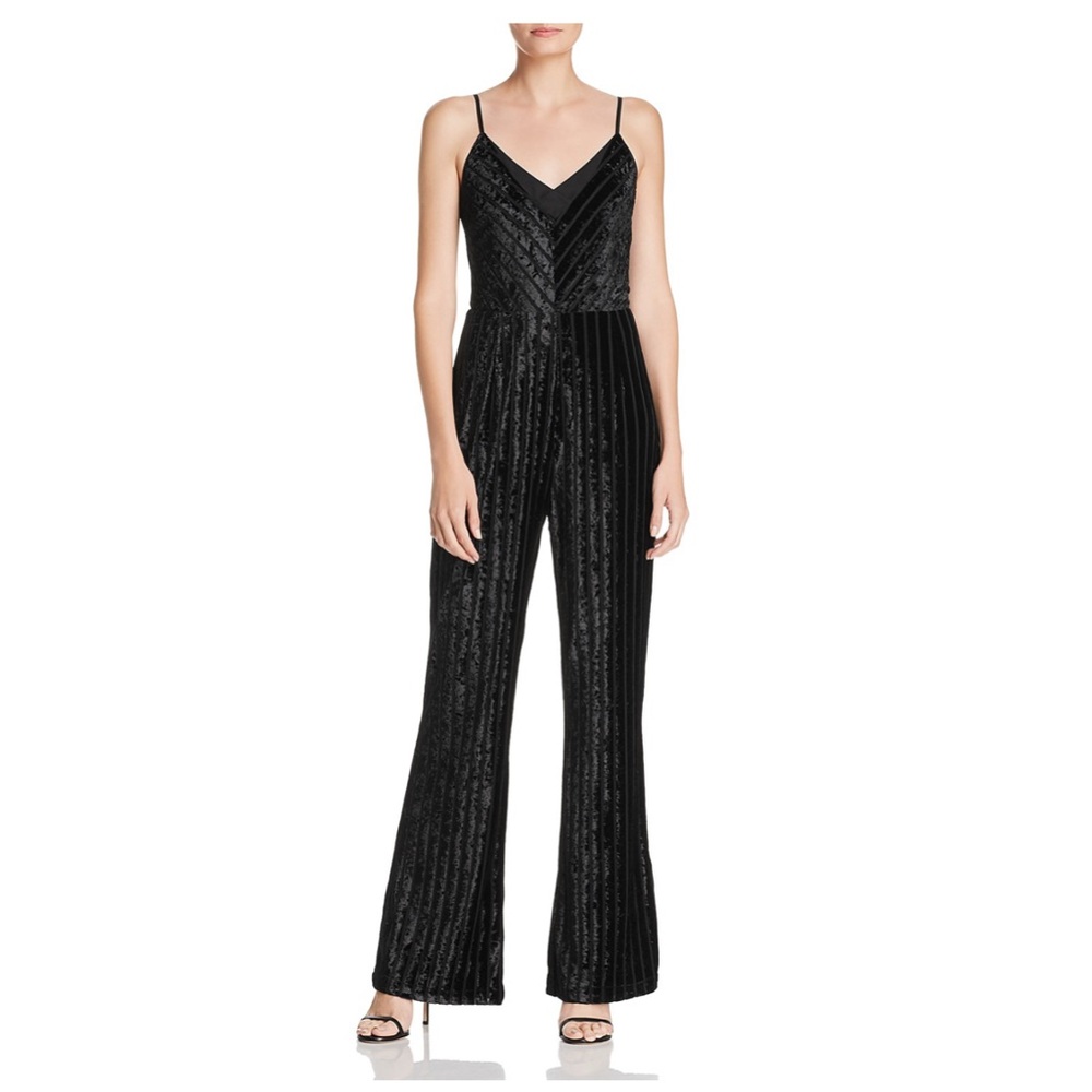 Adelyn Rae Burnout Black Velvet Jumpsuit